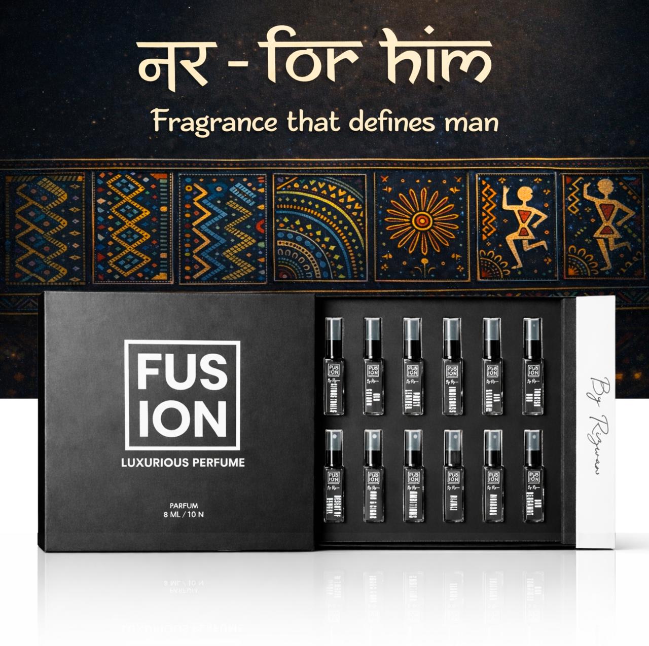 -नर- For him Sample Discovery Set – 10 Mini Perfume Sprays (8ml Each)