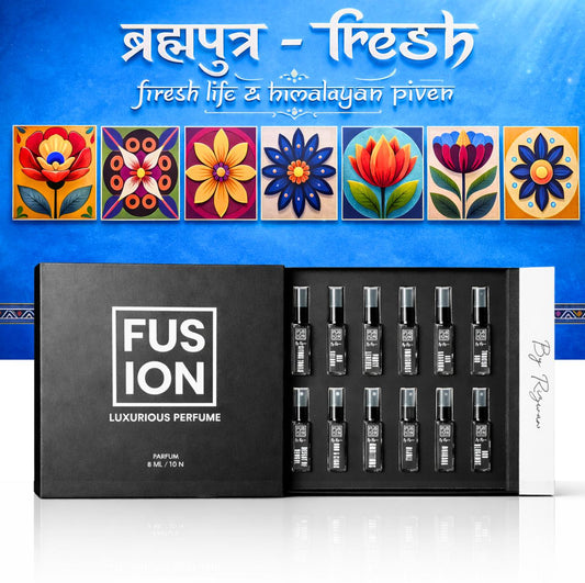 -ब्रह्मपुत्र- Fresh | Sample Discovery Set – 10 Mini Perfume Sprays (8ml Each)