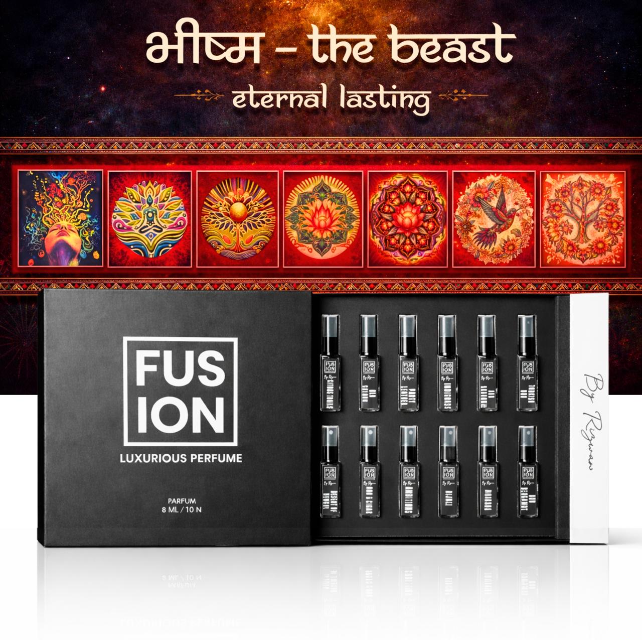 -भीष्म- The beast | Sample Discovery Set – 10 Mini Perfume Sprays (8ml Each)