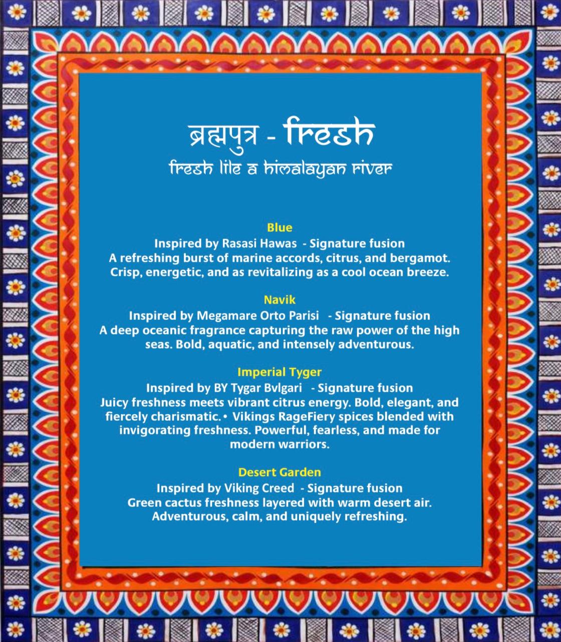 -ब्रह्मपुत्र- Fresh | Sample Discovery Set – 10 Mini Perfume Sprays (8ml Each)